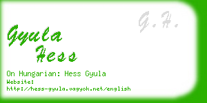 gyula hess business card